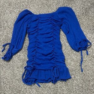 Rare Editions Blue Ruched Kids Blouse